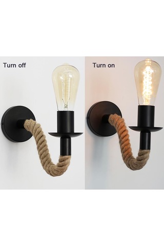Retro Kenevir Halat Endüstriyel Loft Duvar Lambası Eski Dekor Duvar Aydınlatma Armatürleri Oturma Odası İçin Kapalı Aplikler Aydınlatma Dekoratif Siyah