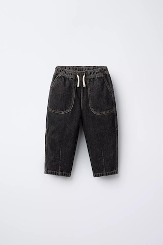 Magu Erkek Çocuk Pamuklu Siyah Denim Jogger Pantolon Büyük Cepli, Lastik Belli Antrasit
