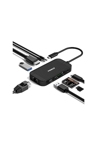 Fideco Type C To 4K Hdmi Gigabit Ethernet Usb 3.0 Hub 9 In 1 (533635682)