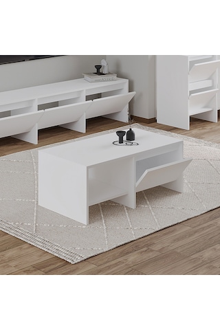 Laris Kapaklı Orta Sehpa 90 Cm Modern Tasarım Beyaz