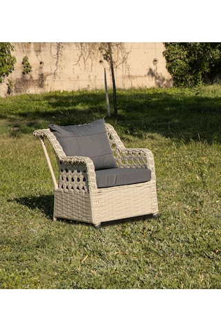 Btkconsept Lupa Eslem Rattan Bahçe Mobilyası 3+1+1 Puf Ve Salıncak Dahil" Masalı Bej