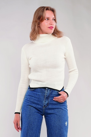Gabria Balıkçı Yaka Kazak Ekru