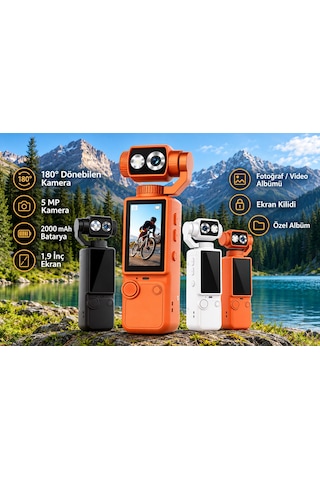 Q8 Dijital Mini Tripod Standlı 32 Gb Hafıza Kartlı Kamera Hd Video Kaydı Fotoğraf Çekimi Vlog Çekimi 180 Derece Dönebilen Lens 2.0 İnç Ekran 2000mah Batarya Aksiyon Kamerası Otomatik Odaklanma