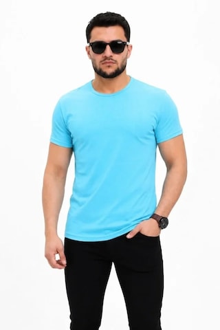 Modi Erkek Basic Tişört Bisiklet Yaka Kısa Kol Günlük Yazlık Slim Fit T-shirt - Açık Mavi Açik Mavi