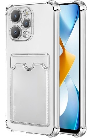 Kvy Xiaomi Redmi 12 Kamera Korumalı Kartlıklı Setra Şeffaf Silikon Kılıf