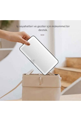 Monozone Şarjlı Led Araç Makyaj Aynası 3 Kademeli Işık Dokunmatik Hd Güneşlik Aynası Kadın Araç İçi Beyaz