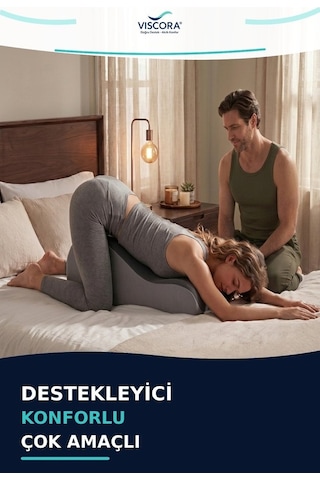 Çiftlere Özel Çok Amaçlı Visco Pozisyon Yastığı Kavisli Kama Destek Minderi 50 X 40 X 23 Cm Gri