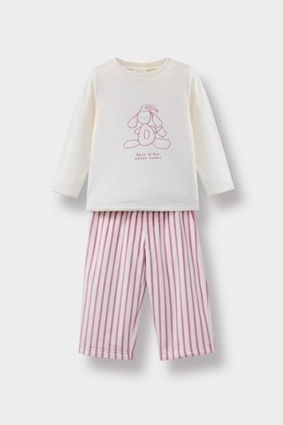 Defacto Kız Bebek Pijama Takımı Tavşan Baskılı Uzun Kollu Velur Üst Çizgili Uzun Alt F5562a525wnbr277 Bordo-br277
