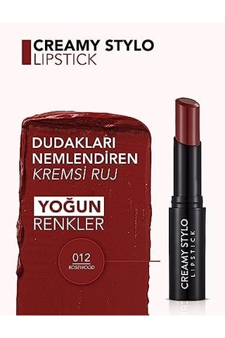 Yarı Parlak Stick Ruj- Creamy Stylo Lipstick -012 Rosewood-8682536013727 0