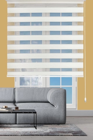 Narinlife Kırık Beyaz Geniş Plise Zebra Stor Güneşlik Perde