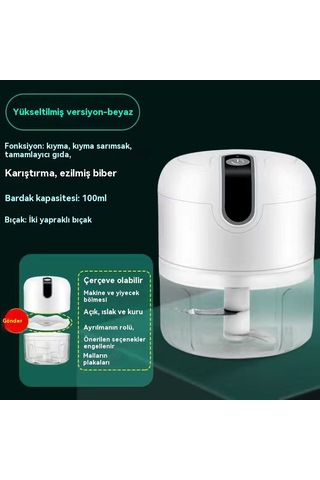 Jian Fan Sarımsak Püresi Artefakt Elektrikli Sarımsak Kardırıcı Beyaz