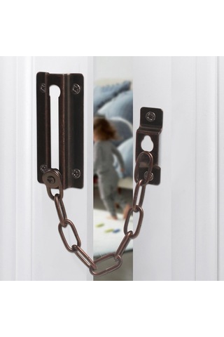 Sones Güvenlik Kapı Zinciri Hırsızlığa Karşı Ev Kapı Sürgü Mandalı Pencere Zincir Kilidi, Stil: Kare Siyah
