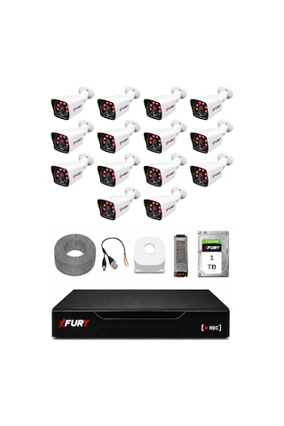 Fury 14 Kameralı Güvenlik Kamera Seti 2mp 1080p Full Hd 6 Atom Led Gece Görüşlü 1 Tb Hdd 5525