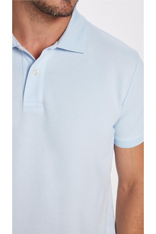 Tudors Erkek Slim Fit Dar Kesim %100 Pamuk Mavi Polo Yaka Tişört-32717 Mavi