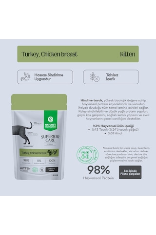 Nature's Protection Superior Care Hindi & Tavuk Göğüslü Sos İçinde Yavru Kedi Yaş Maması 85g