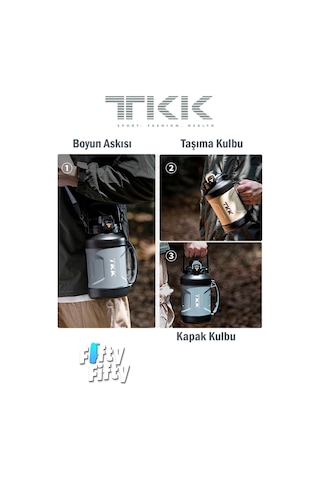 Tkk 1650 Ml Profesyonel Kamp Matarası/çelik Termos Çift Kullanım Pipetli/rahat İçim 12/24 Yalıtım -20281650 001