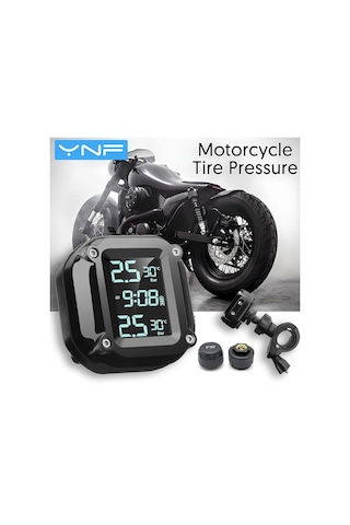 Boatshop1 Ynf Bisiklet Motosiklet Tpms 2 Dis Sensor Siyah Lcd Ekran Lastik Basinc Sicaklik Izleme Alarm Usb Dayanikli