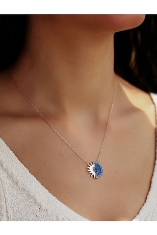 925 Ayar Zirkon Taşı Gümüş Güneş Kolye