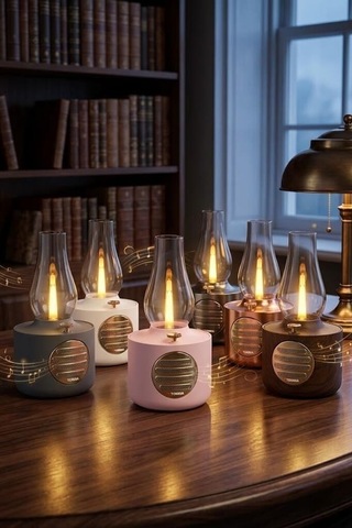 Delux Serisi Bluetooth Hoparlör Vintage Gaz Lambası D53 Beyaz Eğlence Parti