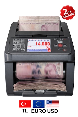 Pro New 80 Karışık Para Sayma Makinesi, Tl Ve Euro Karışık, Usd Adet Sayım + Müşteri Ekranı