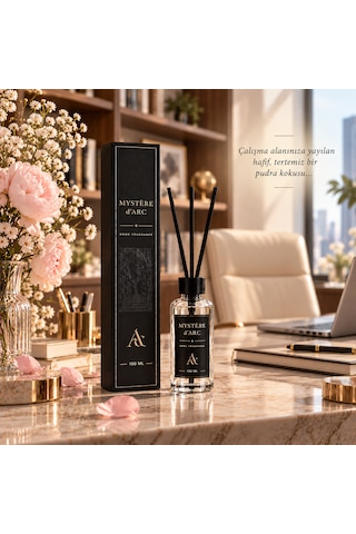 Premium Oda Kokusu Bambu Çubuklu Beyaz Şişe 100 Ml Pudra