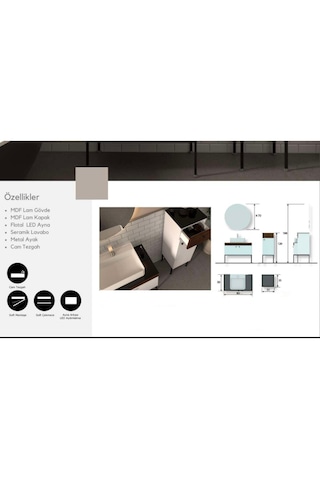 Evros Dublin 80 Cm Banyo Dolabı Kahve