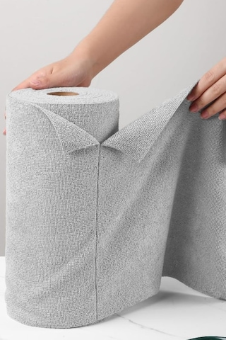 Çok Amaçlı Rulo Mikrofiber Temizlik Bezi 30x30 40 Yapraklı Gri Gri