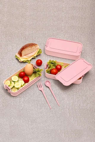 Kapris Pembe 3 Katlı Beslenme Kutusu Yemek Taşıma Kabı Sefer Tası