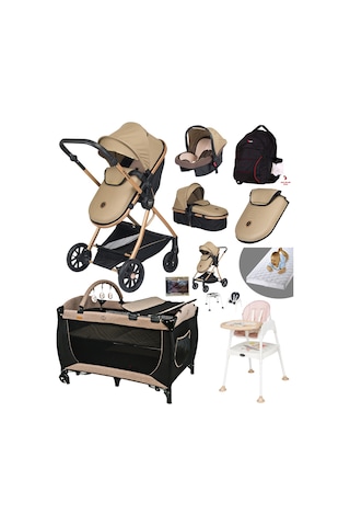 Baby Home Ekonomi Paket 10 In 1 1010 Travel Sistem Bebek Arabası 560 Oyun Parkı Yatak Beşik Ve Mama Sandalyesi