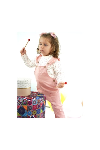 Aydodo Salopet Sweatshirt İkili Kız Pembe Bebek Takım Pembe