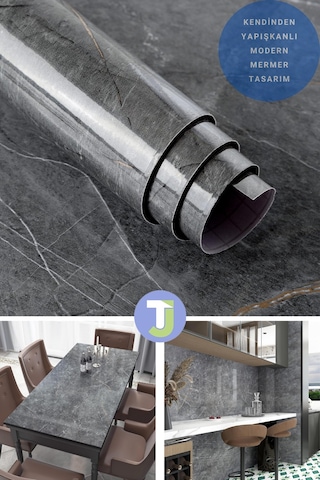 Technojet Kendinden Yapışkanlı Mermer Desen Folyo Mutfak Banyo Tezgah Duvar Masa Kaplama 60cmx500cm 001