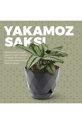 Omnipazar Krs-456 Yakamoz Tabaklı Plastik Saksı Takımı 15 Litre No 6 Antrasit 116