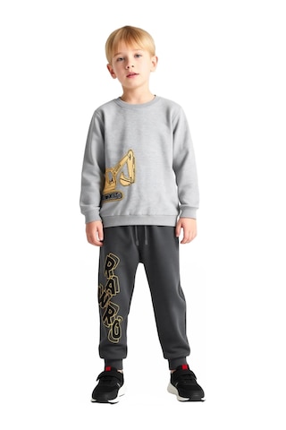 Frm Erkek Çocuk Pamuklu Bisiklet Yaka Sweatshirt Ve Eşofman Altı Takı Gri