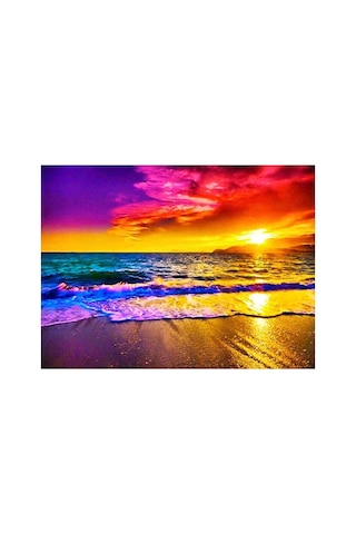 Renkli Dalgalar Sticker Çerçevesiz 60x75 Sayılarla Boyama Hobi Seti