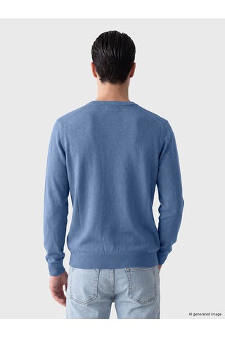 Lcwaıkıkı Classic Mavi Bisiklet Yaka Desenli Erkek Regular Fit Triko Kazak