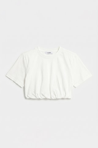 Itsbasic Kadın Kırık Beyaz S6-101 Crop Balon Fit T-shirt