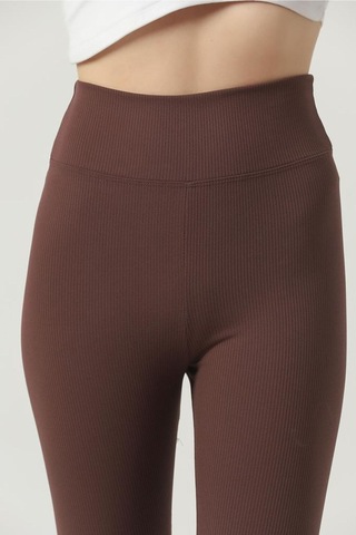 Kallima Kahverengi Içi Polarlı Kışlık Yüksek Bel Toparlayıcı Fitilli Tayt Kahverengi