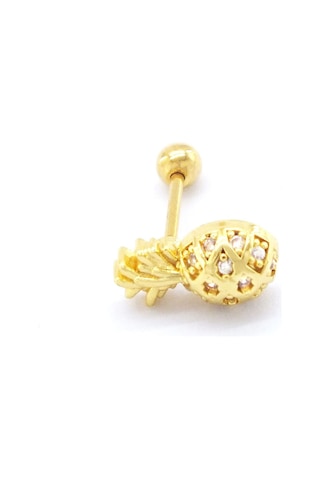 Ferizz Altın Kaplama Zirkon Taşlı Ananas Şekilli Piercing Prc-159 Altın
