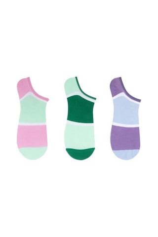 The Socks Company 162p 3 Çift Desenli Kadın Görünmez Çorap Çok Renkli