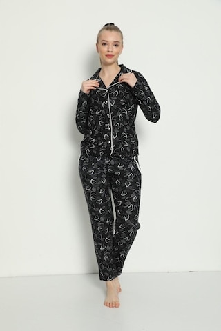 Pijamoni Kadın Süet Boydan Düğmeli Pijama Takımı - 5660-16