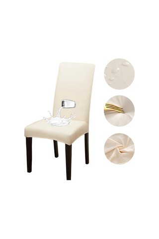 Bej Pu Deri Kumaş Düz Renk Sandalye Kapak Su Geçirmez Yemek Koltuğu Sandalye Kapakları Otel Ziyafet Düğün Koltuk Kapakları Sandalye Koruyucu