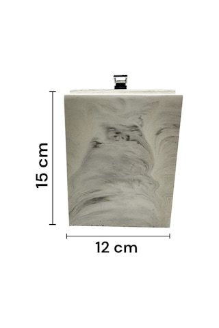 Mermer Desenli Banyo Tuvalet Wc Mini Boy Beton Çöp Kovası 2 Litre Mermer Deseni