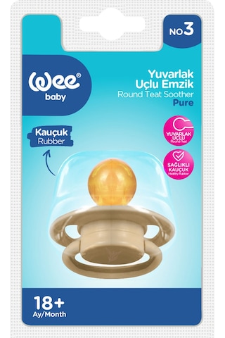 Wee Baby Pure Yuvarlak Uçlu Kauçuk Emzik No:3 Krem 18+ Ay