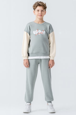 Erkek Çocuk Upper Baskılı 3 İplik Kalın Kışlık Eşofman Takımı Ak4231 Yeşil
