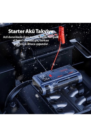 Ezere St-9631 Pro Taşınabilir Göstergeli Araç Lastik Şişirme Ve Starter Akü Takviye Seti- 5775 1