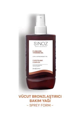 Sinoz Kusursuz Bronzlaştırıcı Hindistan Cevizi Kakao Havuç Yağı İçeren Güneş Yağı Spreyi 200 ML