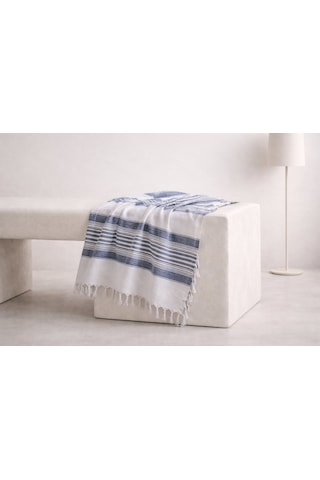 Çift Kişilik Pike 180x220 Cm Çizgili Çok Renkli %70 Pamuk %30 Polyester Dört Mevsim Kullanım Türkiye Üretim Tek Parça Pike İndigo