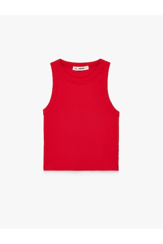 Koton Slim Fit Kolsuz Halter Yaka Bluz Kırmızı 6sal30048ık