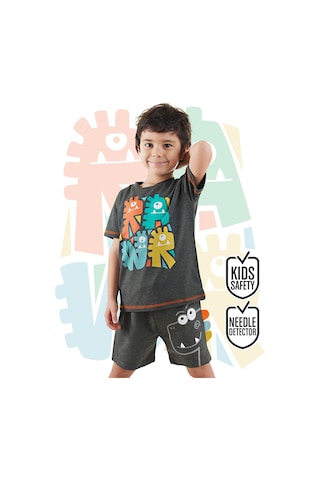 Denokids Rawr Dino Erkek Çocuk Yazlık T-shirt Şort Takım