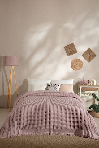 Elart Ruffle Pike Çift Kişilik 220x240 Cm Pudra Pudra